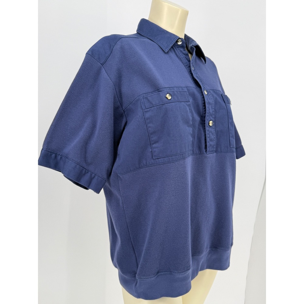 Palmland Vintage 90s Heavyweight Retro Golf Shirt Tactical Navy Blue Large